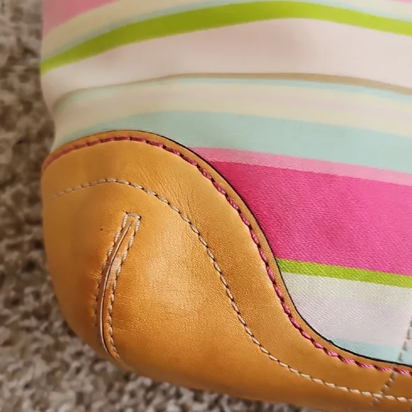 Vintage Coach Hampton Pastel Stripes Small Tote Bag #1888 Pink GUC - Picture 13 of 15